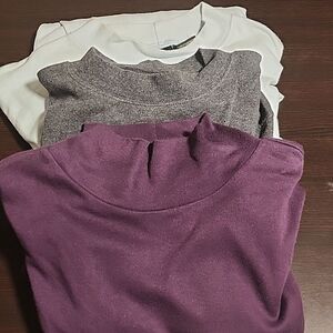 Set of 3 Jenny Buchanan mid turtle neck long sleeve shirts. Size M